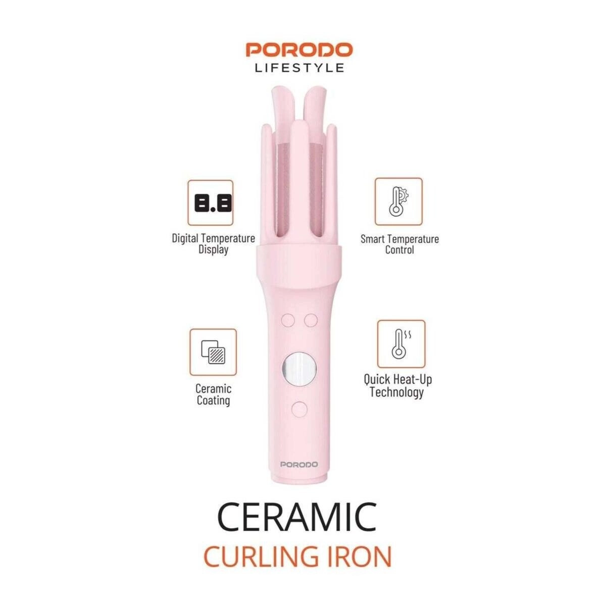 Ceramic Automatic Curling Iron - Smart Temperature Control Rechargeable 2600mAh