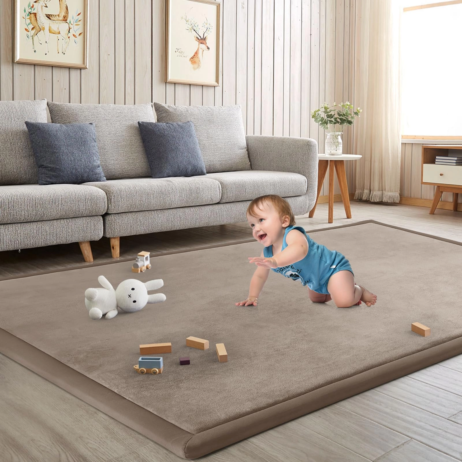 Baby Play Mat - 79"x158" 1.3" Thick Cream