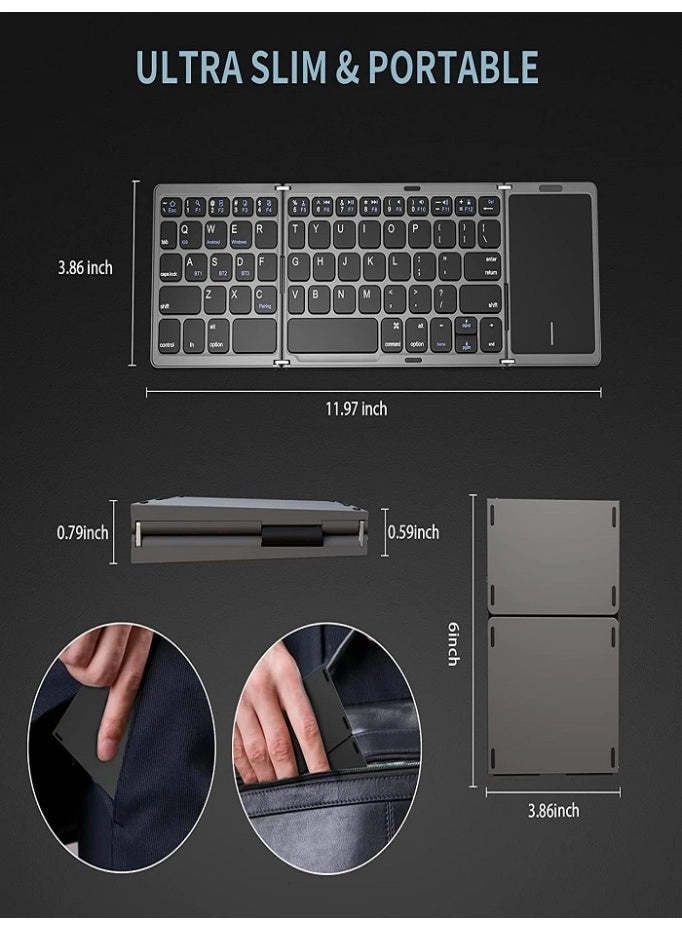 Foldable Bluetooth Keyboard with Touchpad - EN Wireless