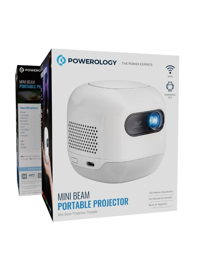 Mini Beam Portable Projector PWMPM2WH 100 ANSI lumens