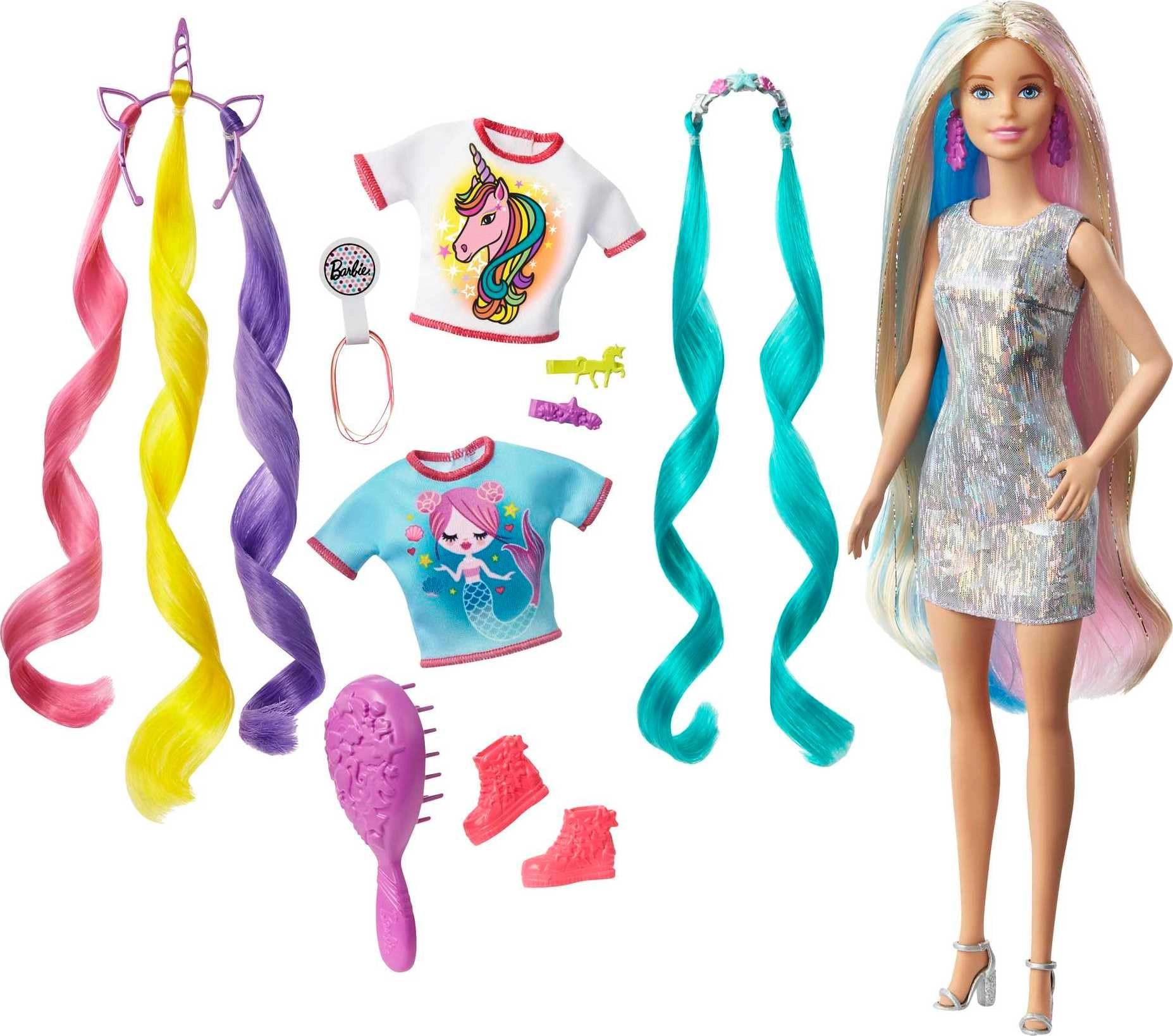 Barbie Fantasy Hair Doll - Mermaid & Unicorn Looks Multicolour Ages 3+