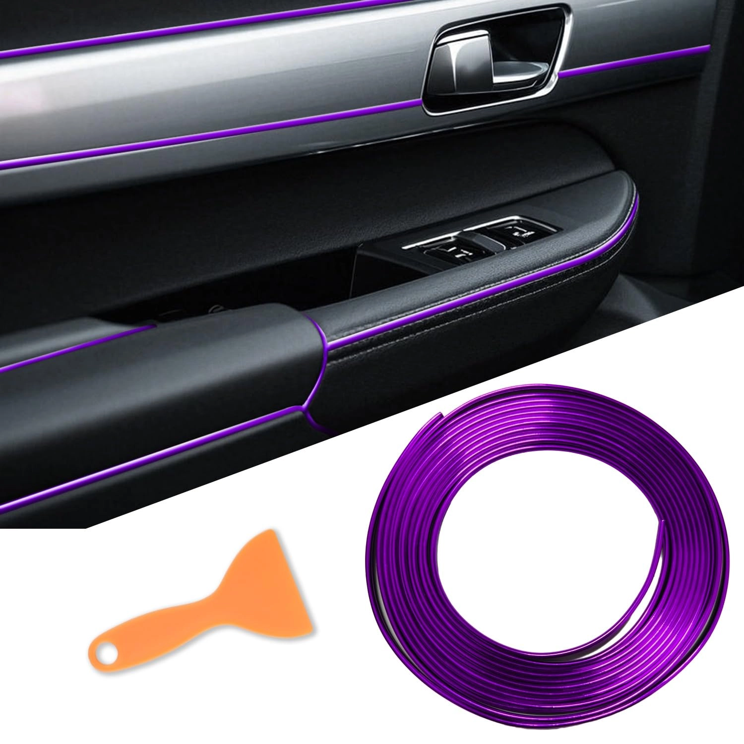 joyqxialtj Car Interior Moulding Trim Strips - 16.4ft /5M Purple