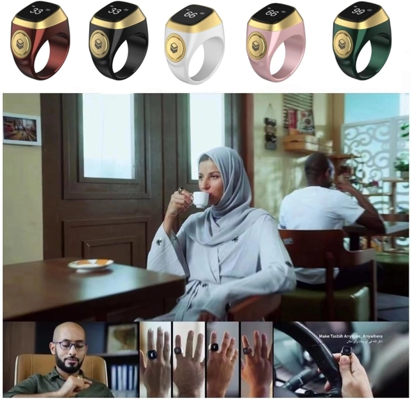 Smart Ring Counter - 18mm Green OLED Display