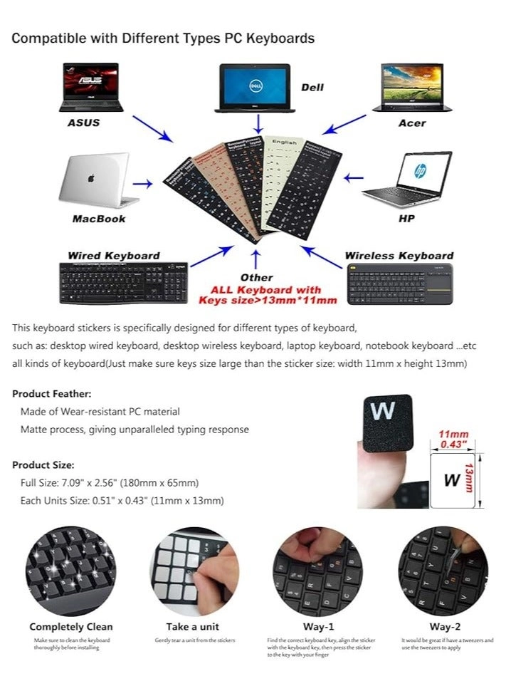 Arabic Keyboard Stickers - 180mm x 65mm 2pcs