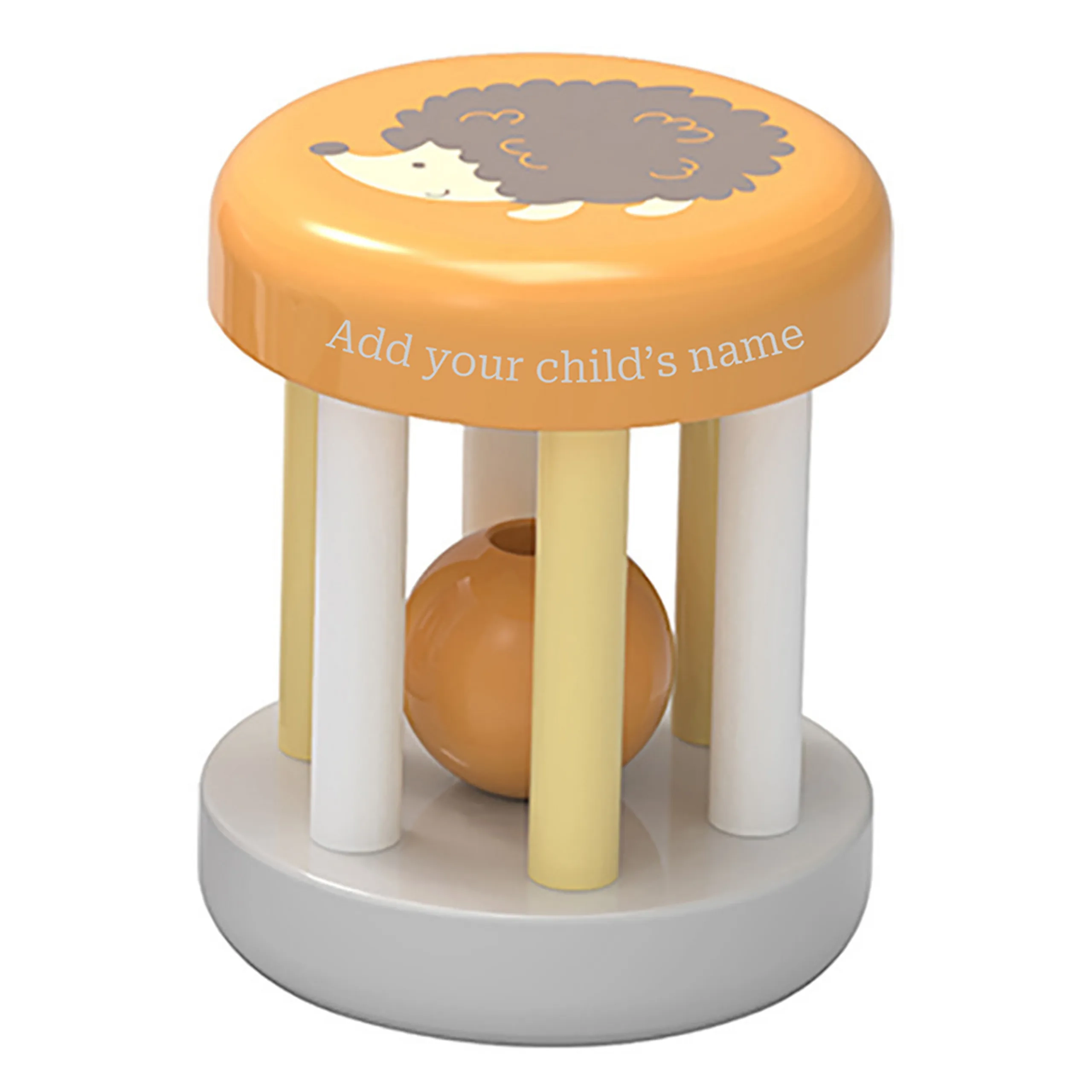 PolarB Personalized Wooden Rattle - 12 months Wooden Hedgehog