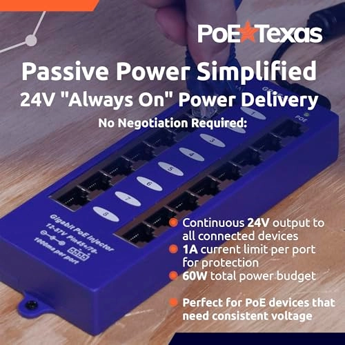 WT-GPOE-8B-24v60w - 24 volts 60 Watt 8 10/100/1000