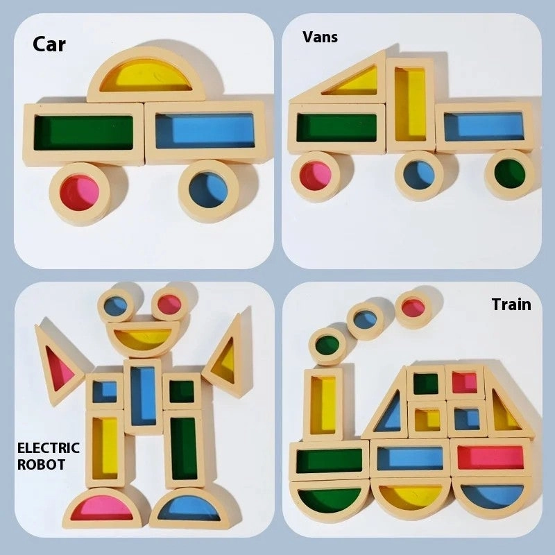 Wooden Acrylic Building Blocks Set - 24pcs