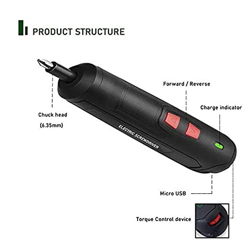 Cordless Electric Screwdriver - 5N·M MAX Rechargeable USB Charging