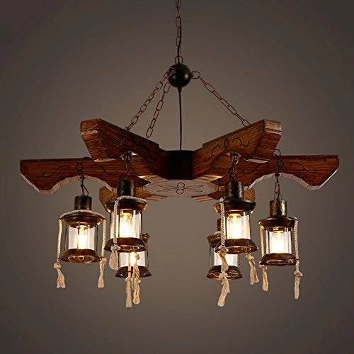 6 Lamp Retro Solid Wood Chandelier - E26/E27 95cm x 100cm