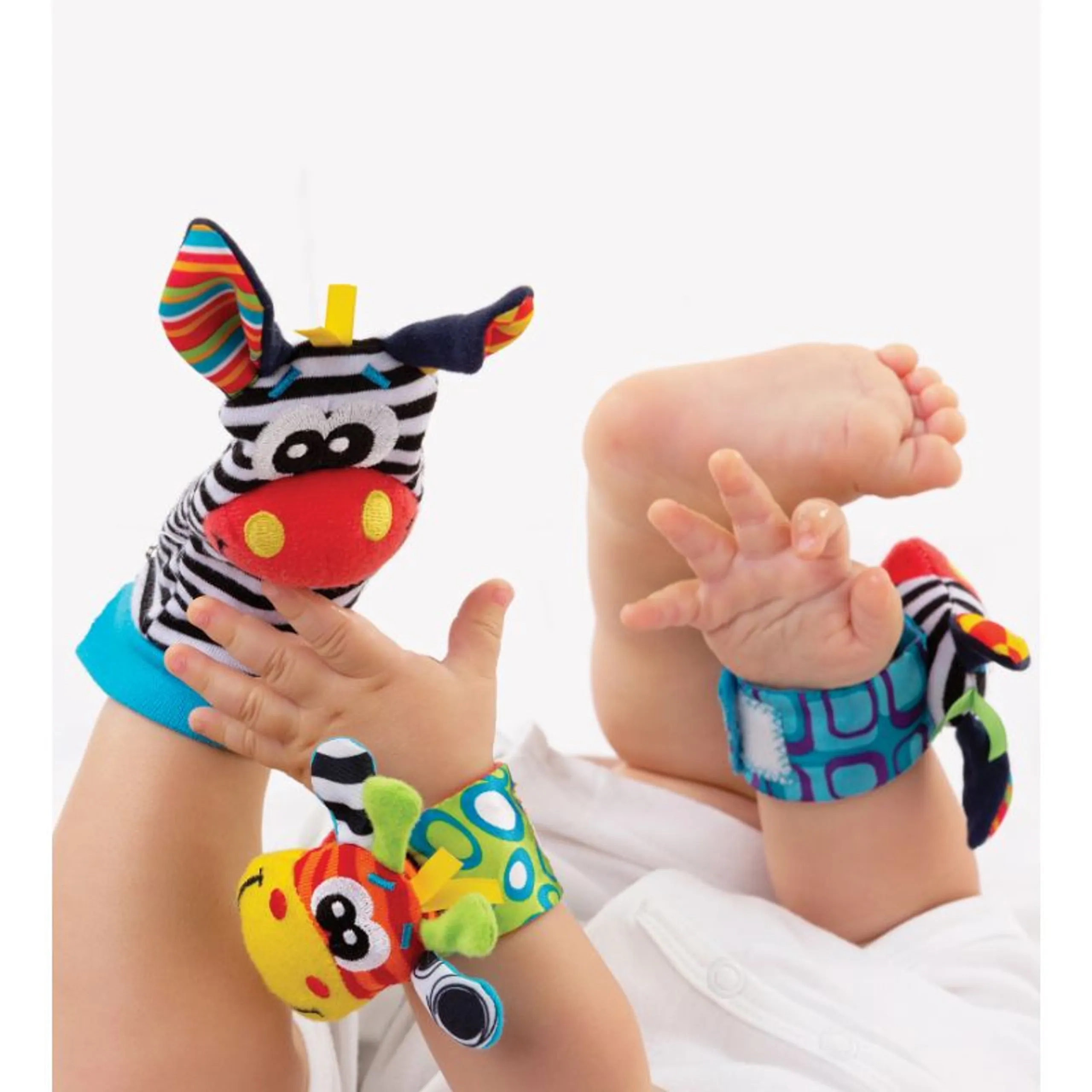 Jungle Wrist Rattle And Foot Finder - Suitable for 0 months & above Polyester + Cotton + ABS Jungle 2 pairs