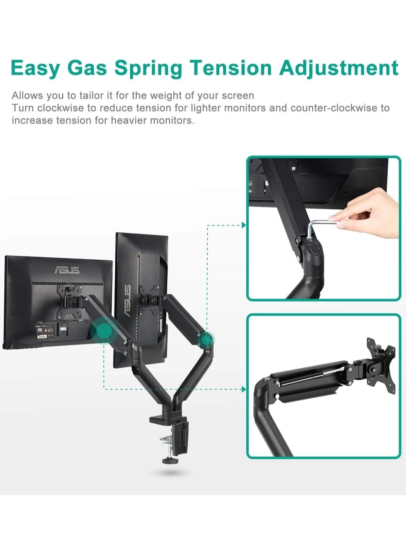 Dual Monitor Mount - 2 Monitors 32 inches 75mm or 100mm