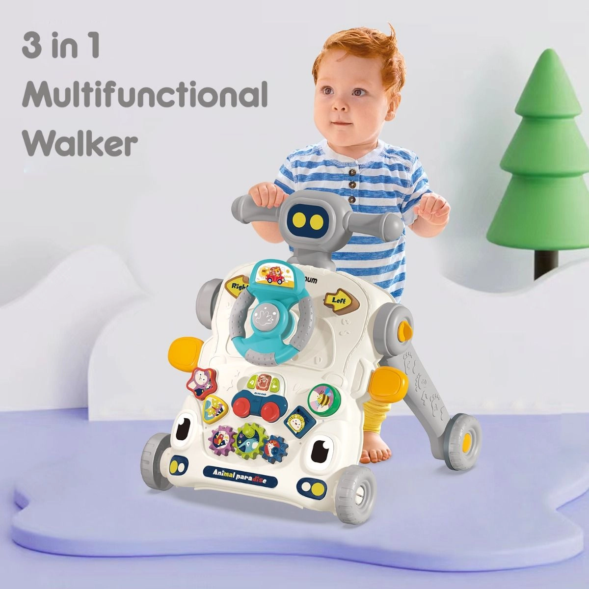 3-in-1 Baby Walker - Musical Keyboard Learning Table Mode