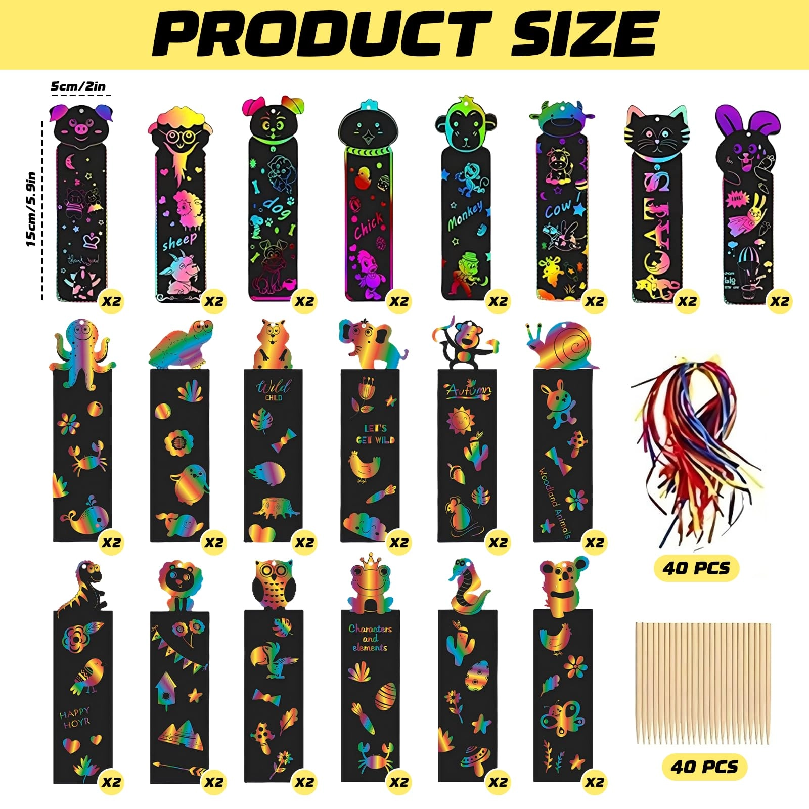 Scratch Art Bookmark - 36Pcs/40Pcs