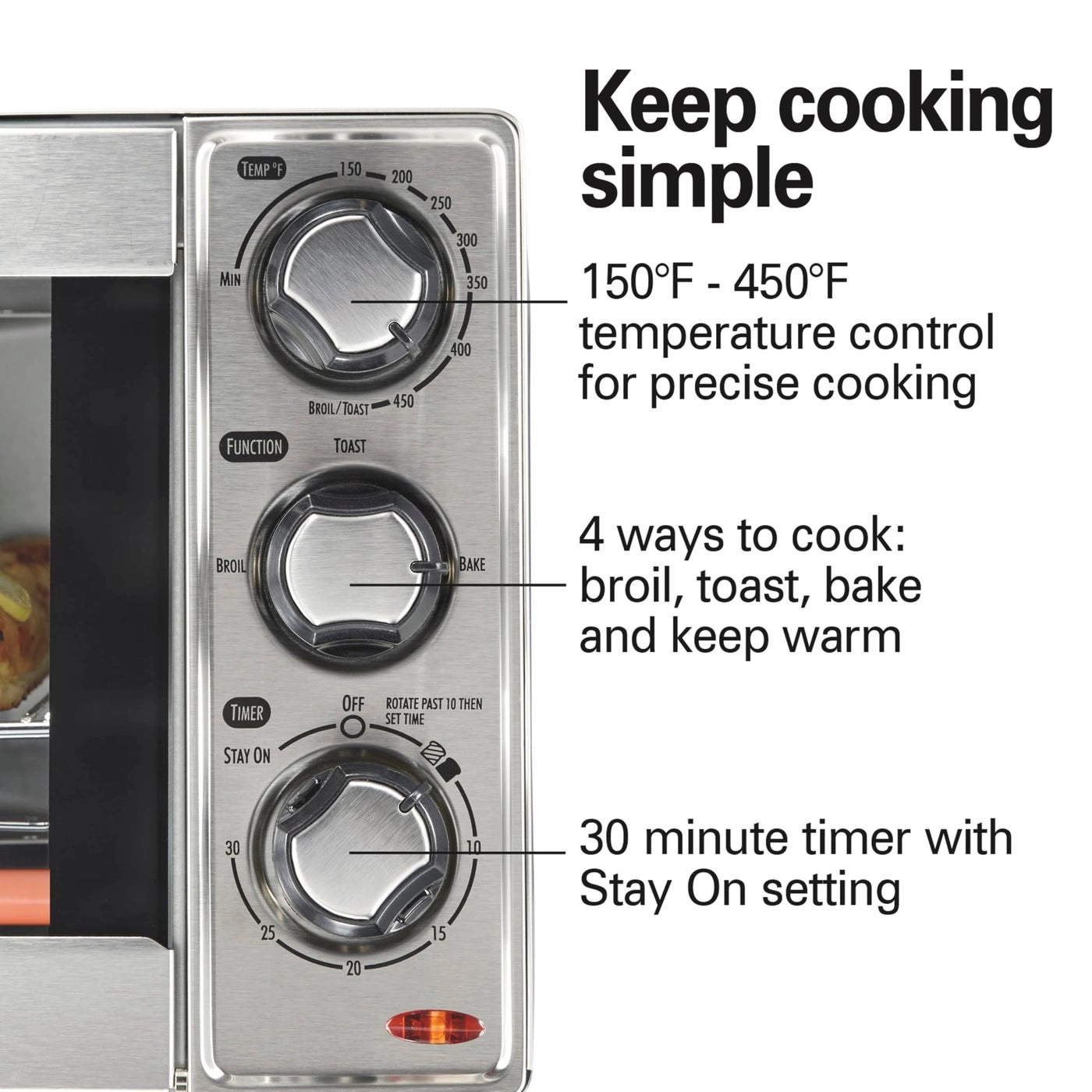 Countertop Toaster Oven & Pizza Maker - Large 4-Slice Capacity Stainless Steel