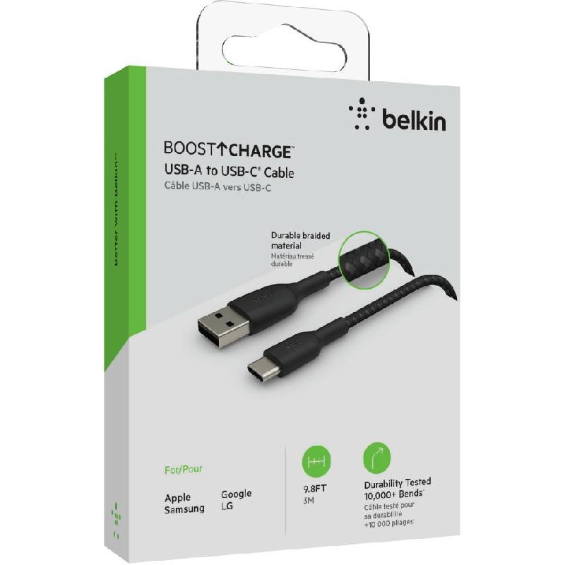 BoostCharge Cable USB-A to USB-C 3m Braided