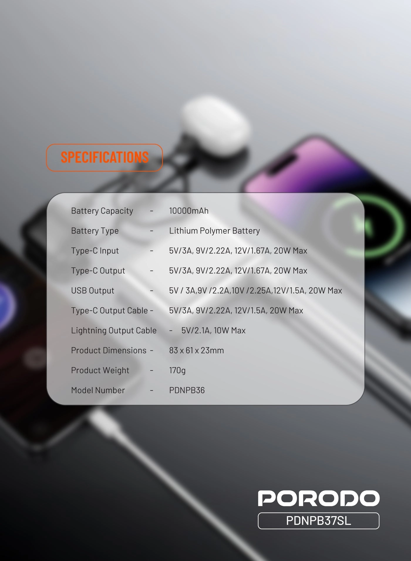 PDNPB36 - 10000mAh 20W Fast-Charging