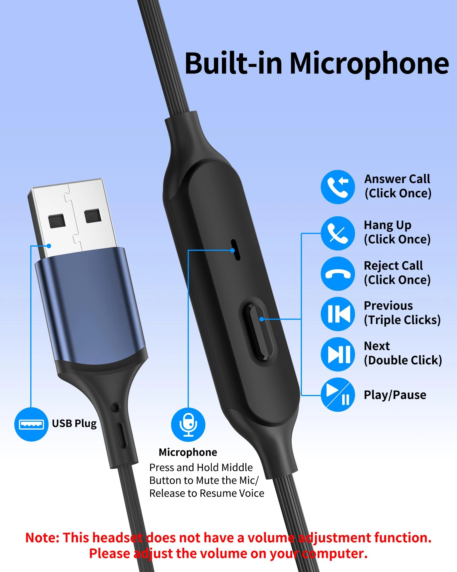 USB Earbuds - Wired Earbud