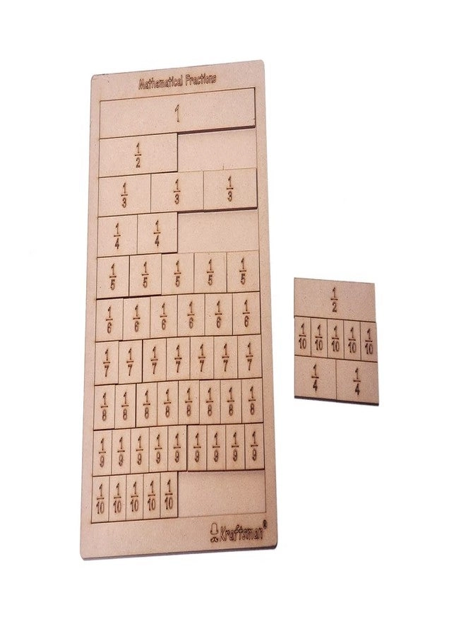 Kraftsman Mathematics Fractions Learning - Strips and Bars Puzzle Board Color kit Included