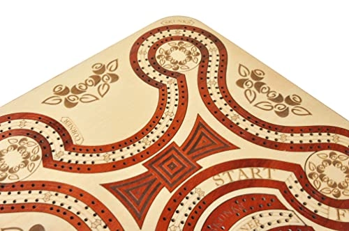 Continuous 4 Track Cribbage Board - Blood Wood Maple Wood