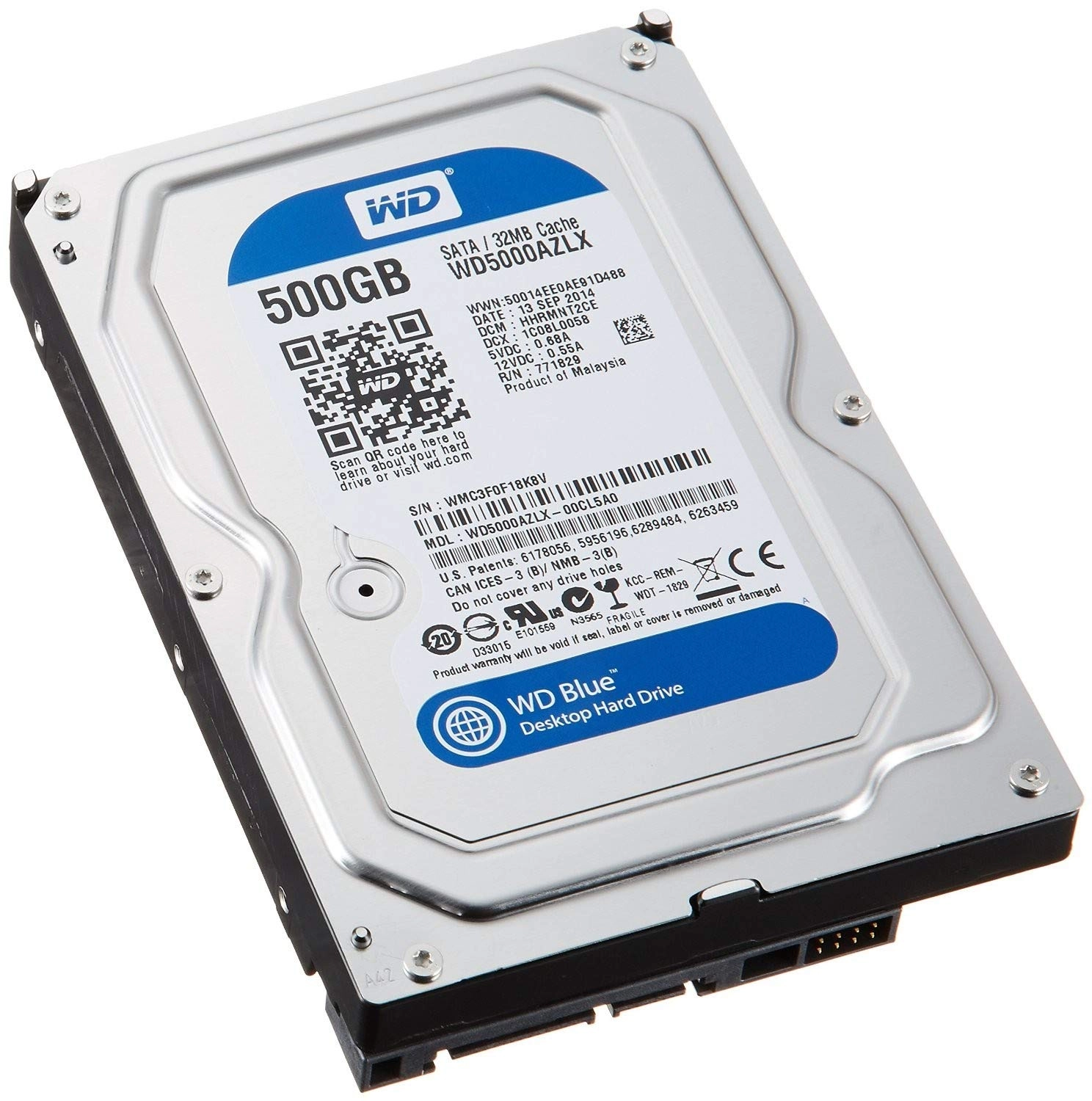 Western Digital (Refurbished) Blue 3.5" 7200rpm 32MB SATA 6Gb/s (WD5000AZLX-cr) - 500GB