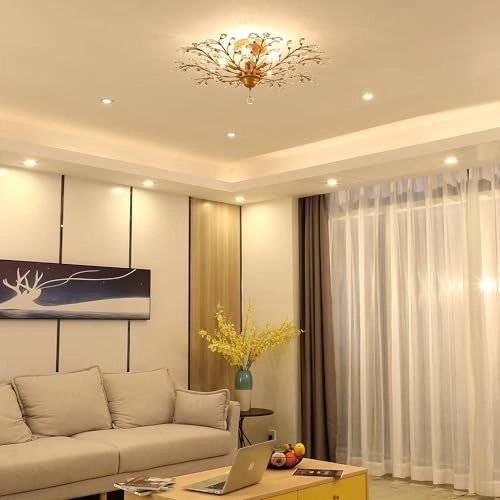 Crystal Ceiling Light - Matte Black 5 Lights