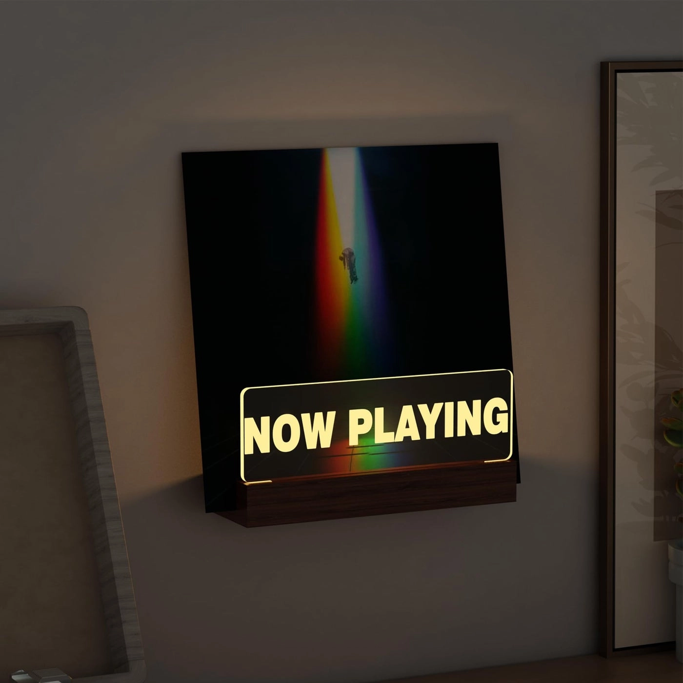 Ammonite Now Playing Vinyl Record Stand - Light up Wall Mount Warm White