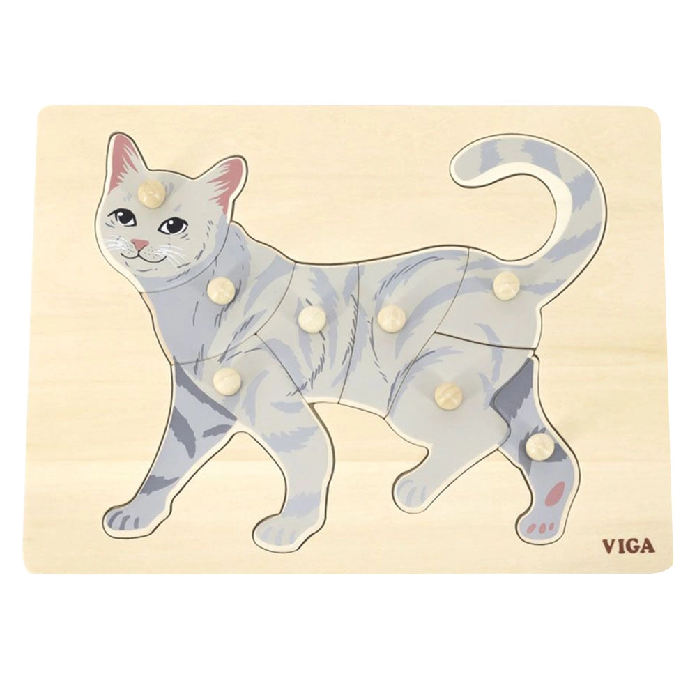 VIGA Montessori Cat Wooden Puzzle (SIGT-44612) - 8 pcs