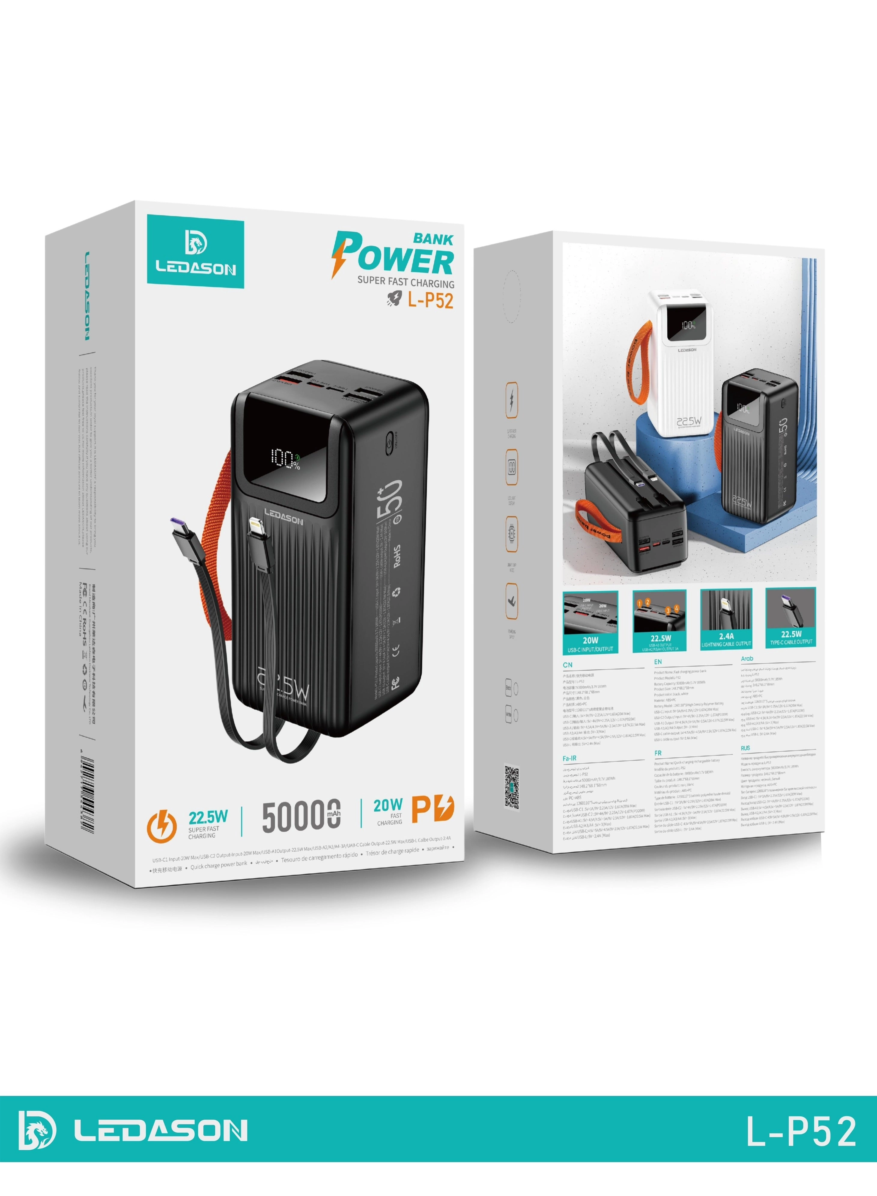 L-P52 - 50000mAh 22.5W 4 USB 2 Type-C