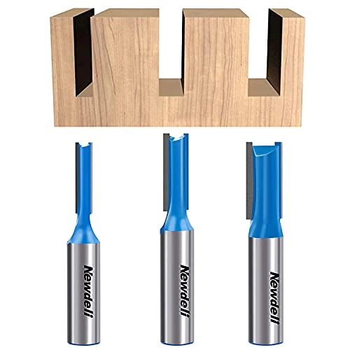 Newdeli Straight Cut Router Bits - 1/4" 3/8" 1/2" 1/2" 3pcs