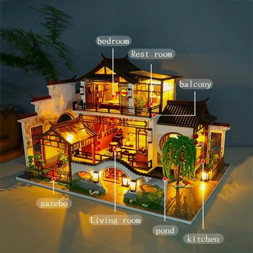 Miniature Wooden Dollhouse Furniture Kit - Creative Room 1:24