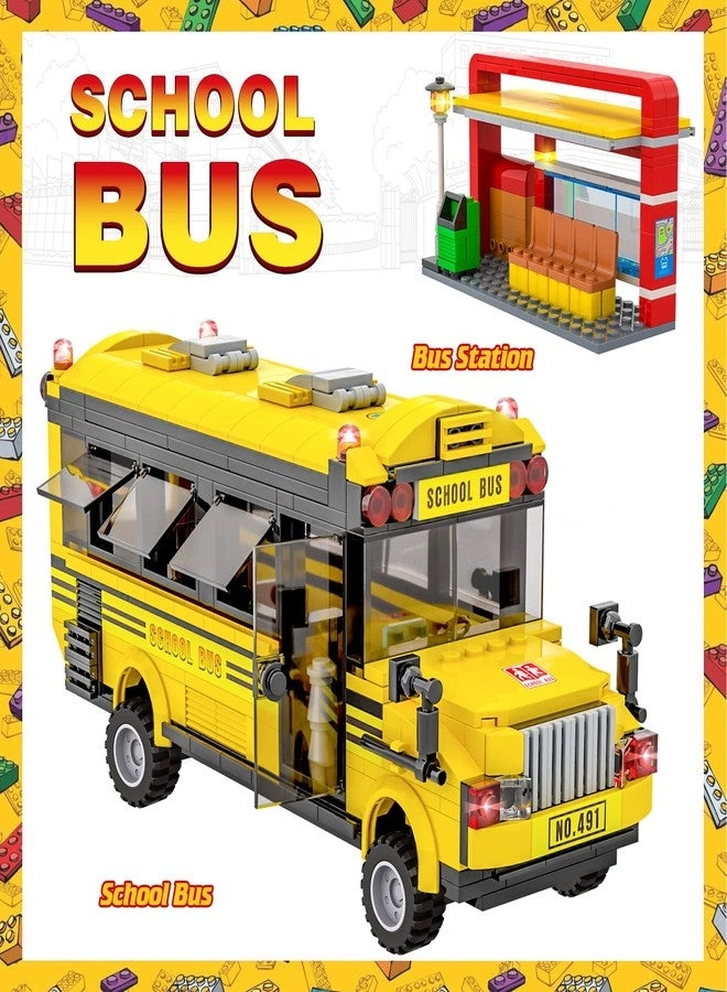 School Bus Building Blocks Set - 488 pcs