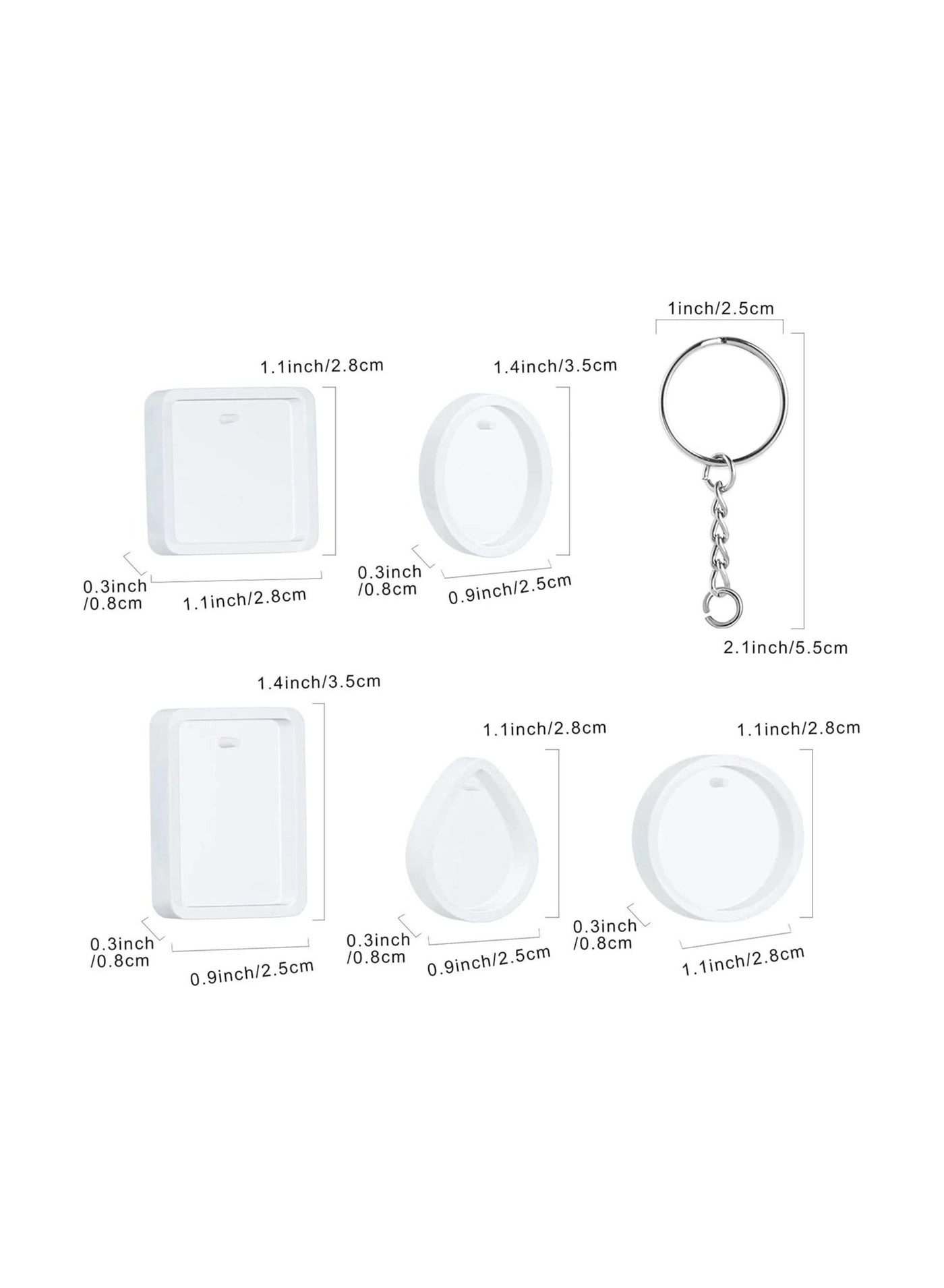 Silicone Resin Molds - 20 Pcs with Keychain Rings