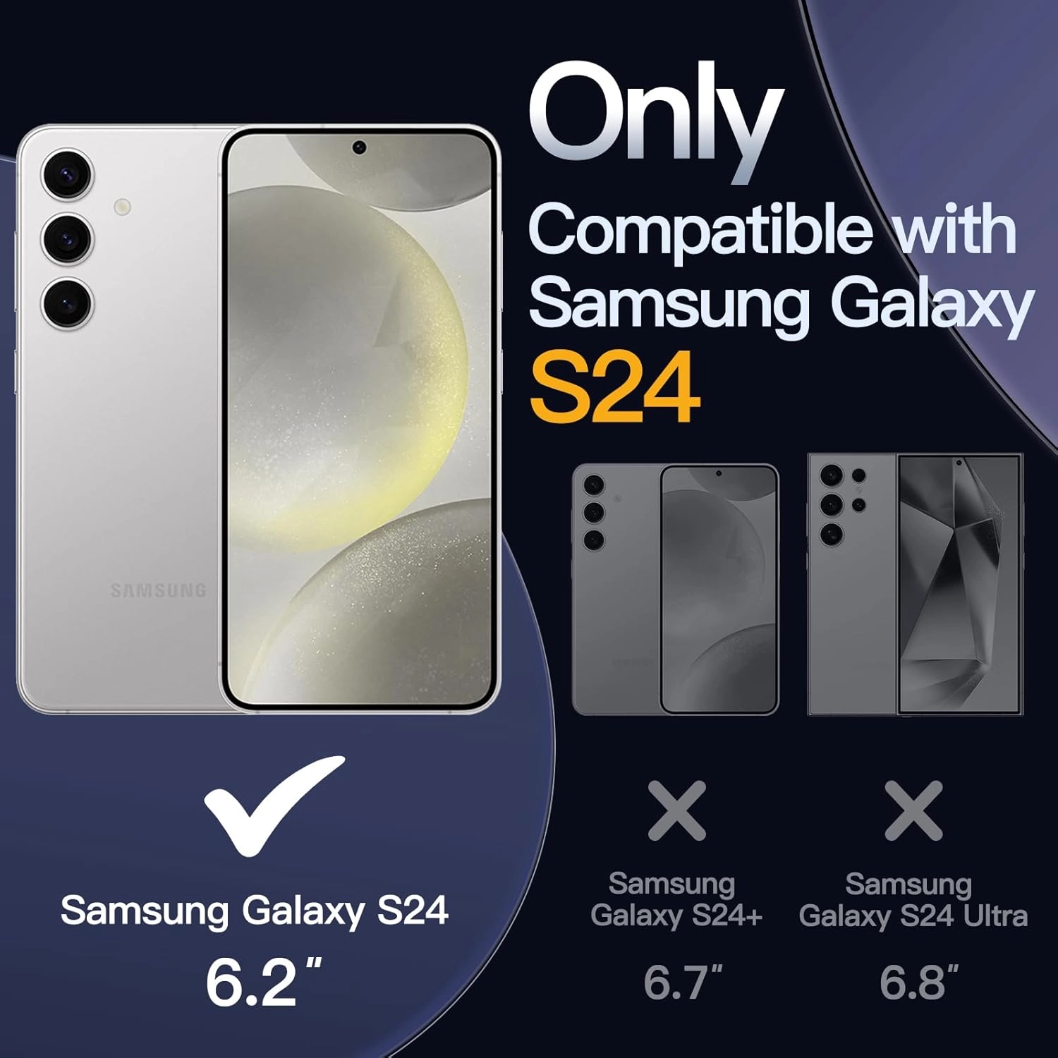 Silicon Magnetic Case with Screen Protector for Samsung Galaxy S24 Plus