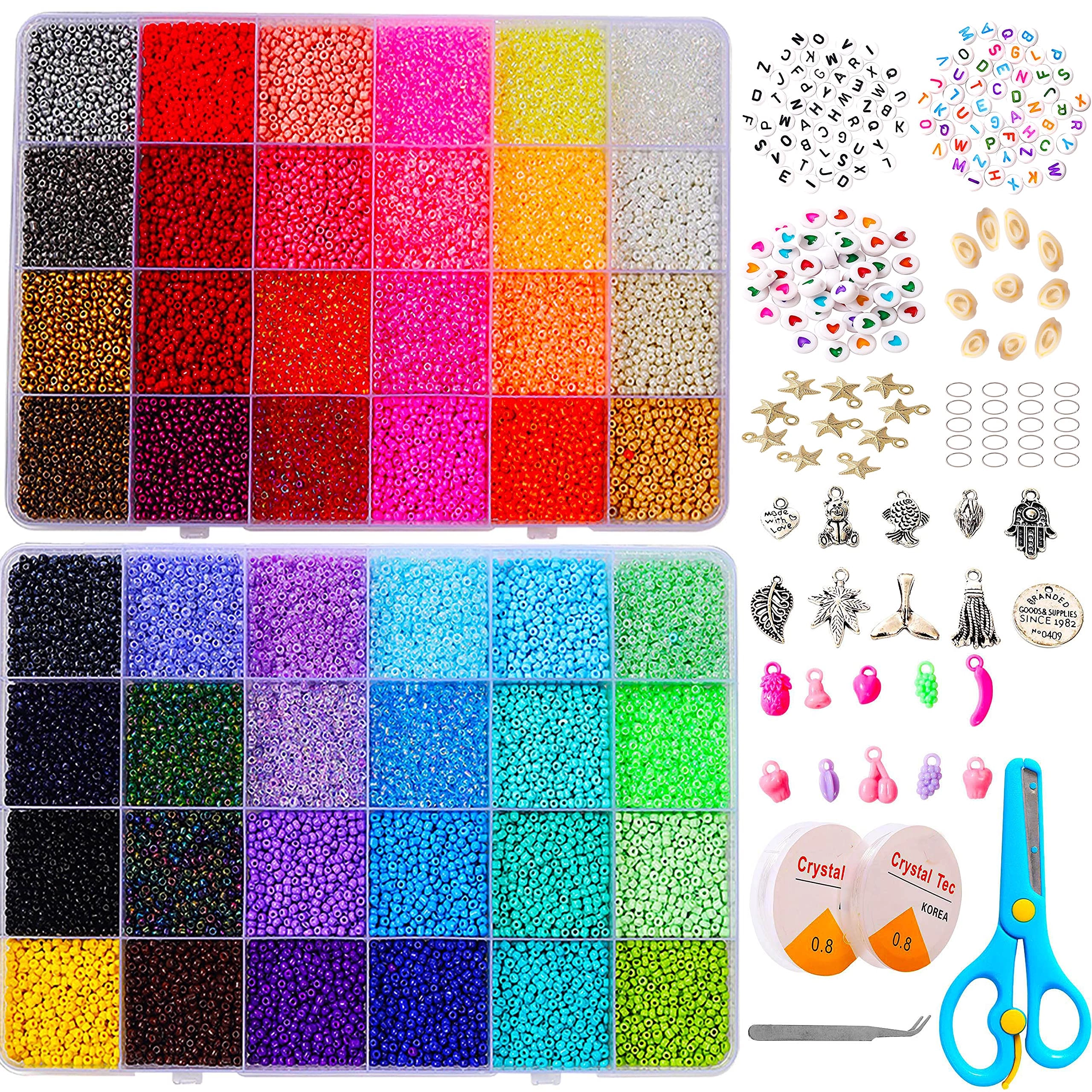 yitohop Glass Seed Beads - 36000pcs 2mm 48 Colors