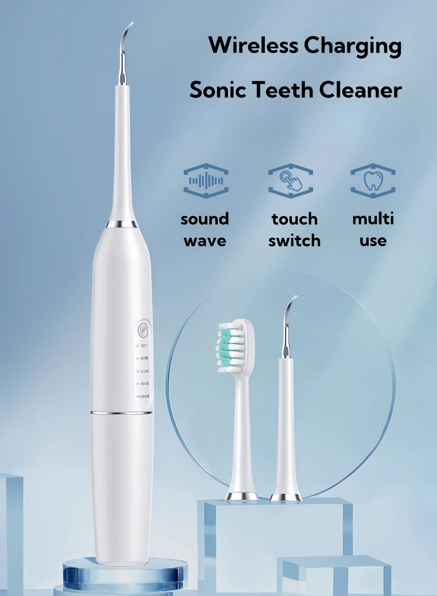 Sonic Electric Tooth Cleaner - 4 Cleaning Heads 5 Modes