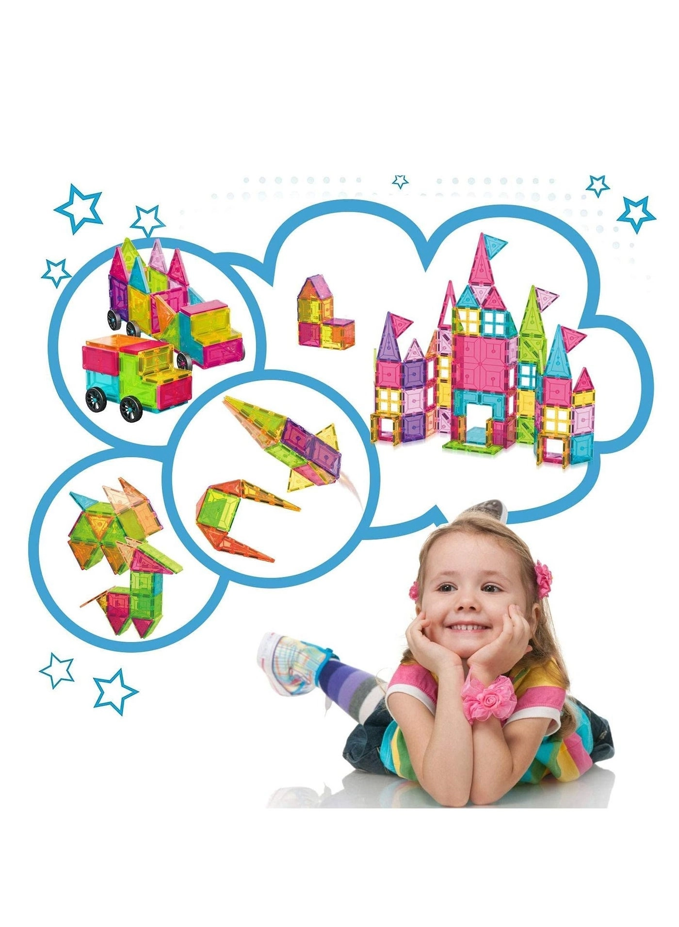 3D Star Magnetic Tiles - 72 pcs