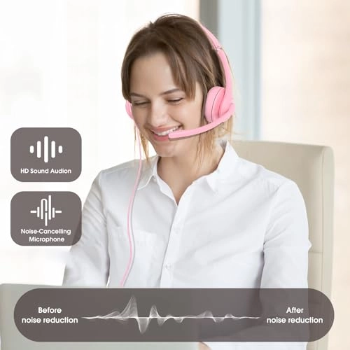 USB Headset with Microphone for PC Wired Headset