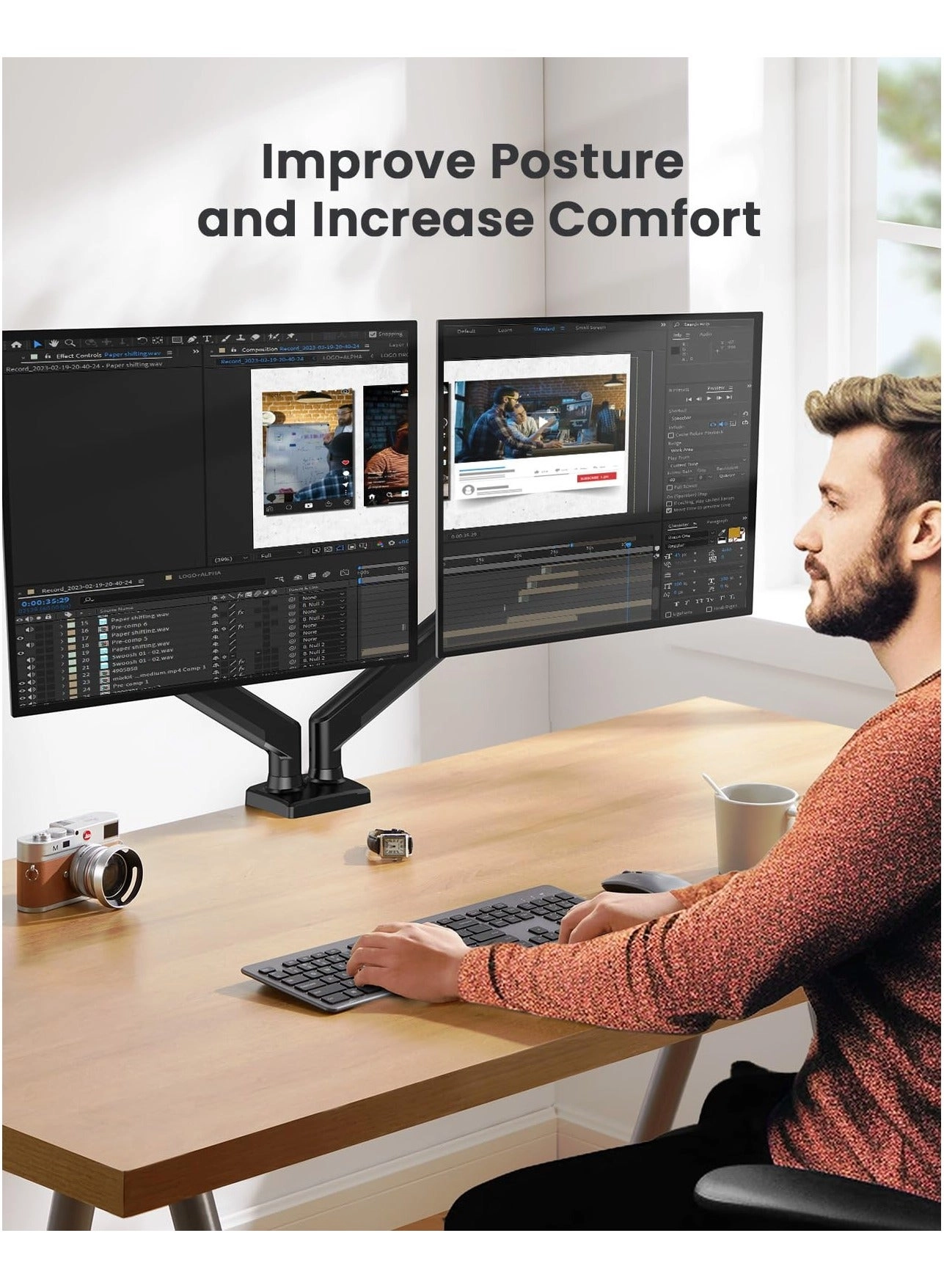 Dual Monitor Mount Stand - dual 13 to 32 Inch 75x75mm 100x100mm