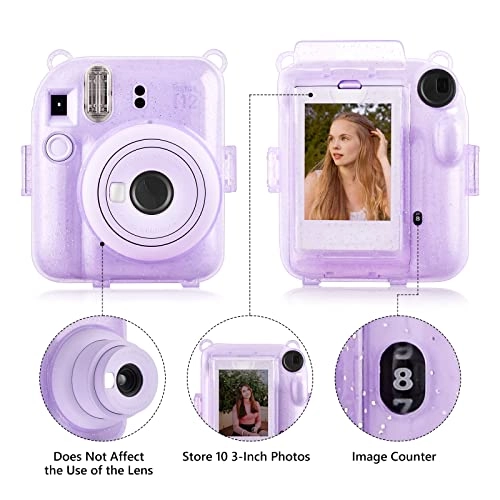 Clear Case - with Strap + Mini Photo Album - 80 Photos + Selfie Mirror + DIY Stickers - x2 + Color Filter - x4