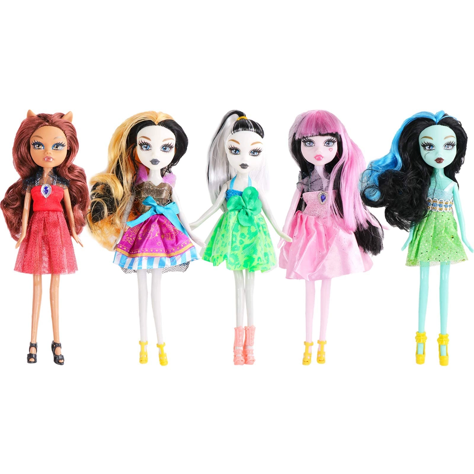 ONEST Monster Girl Doll - 9 Inch 5 Pieces + Doll Clothes - Handmade 5 Pieces + Doll Shoes - 5 Pairs