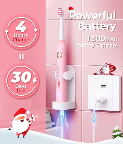 Sonic Electric Toothbrush - 8 Brush Heads 40000 VPM