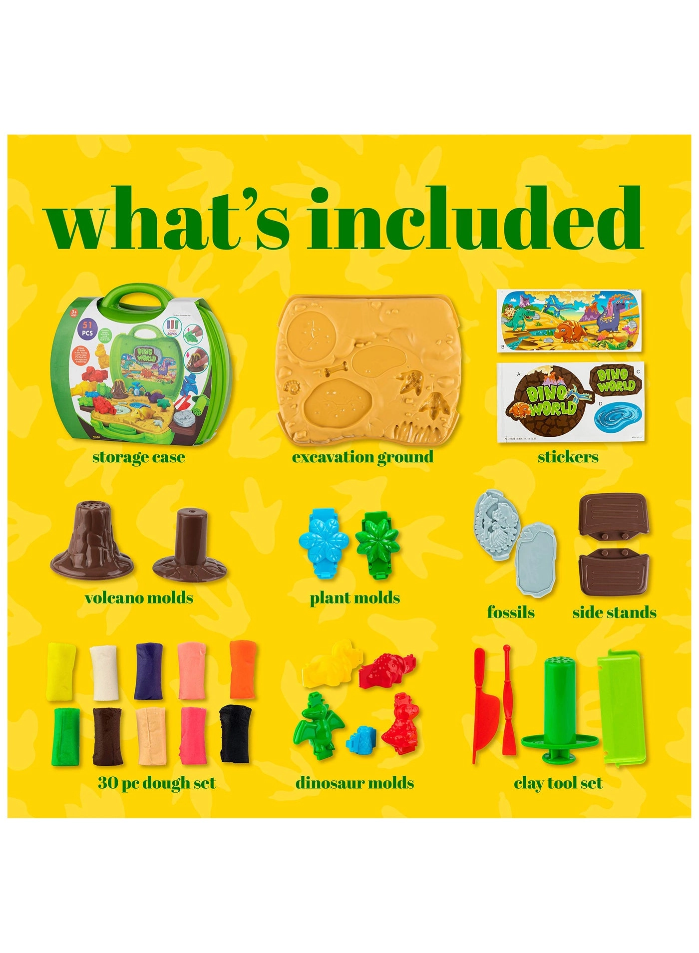 Dinosaur Playdoh Set - 51-piece Kit