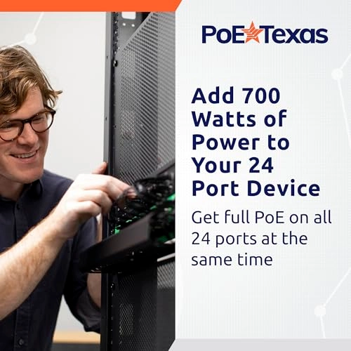 24 Port PoE+ Injector - 48-56 Volt 30 Watt 24 IEEE 802.3at 10/100/1000 Gigabit 700 Watt