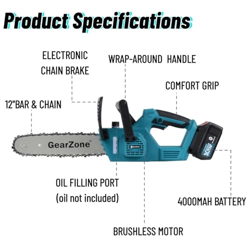 Cordless Electric Brushless Chainsaw - 2200 Watts