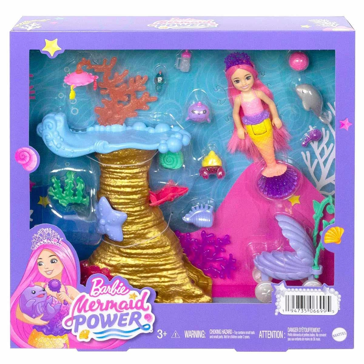 Chelsea Mermaid Doll and Playset - Plastic Pink Hair Ages 3+