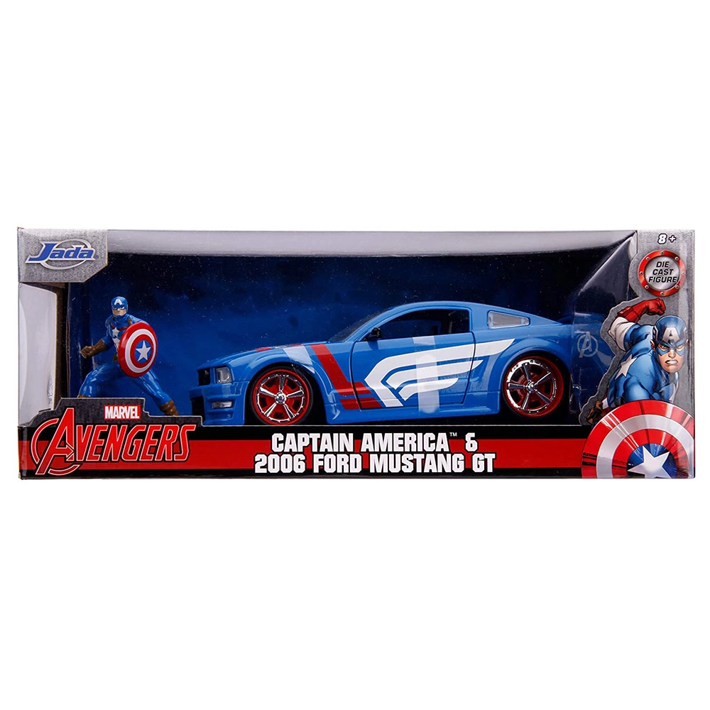 Marvel 2006 Ford Mustang GT with Captain America Figure - 1:24