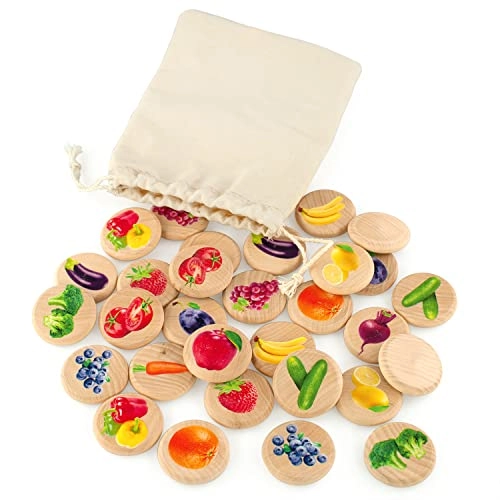 Fruits and Vegetables Matching Memory Game - 3 years and up 30 pieces