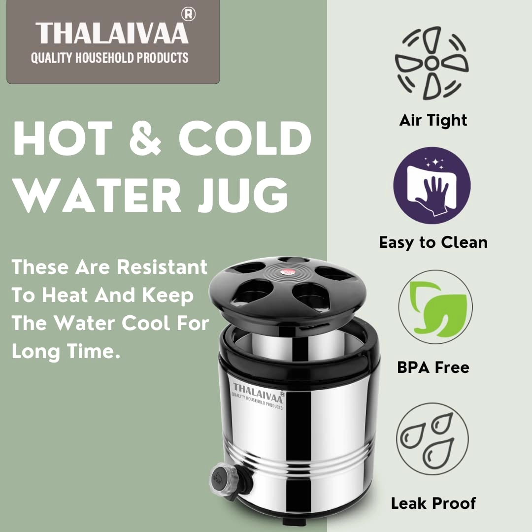 Stainless Steel Hot and Cold TeaWater Container - 5 Liters