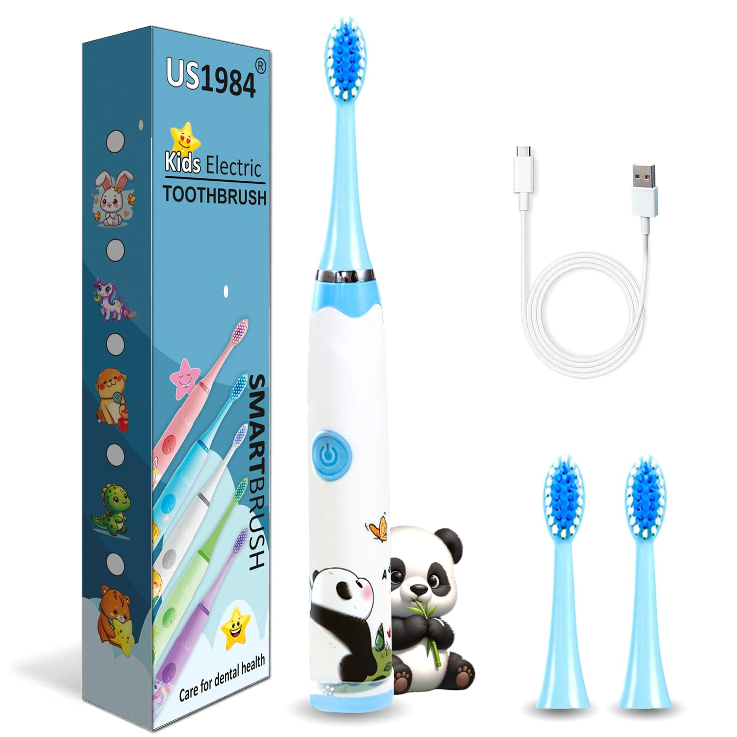 Sonic Electric Toothbrush - 4 Modes 3 Brush Heads Rechargeable