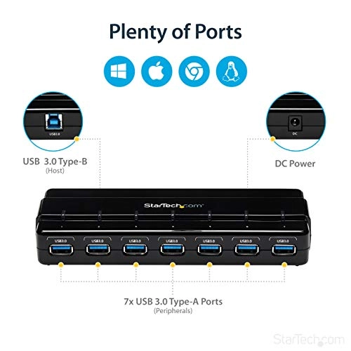 7 Port USB 3.0 Hub - 5 Gbps USB Powered